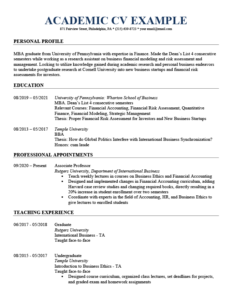 Academic Cv Example 4